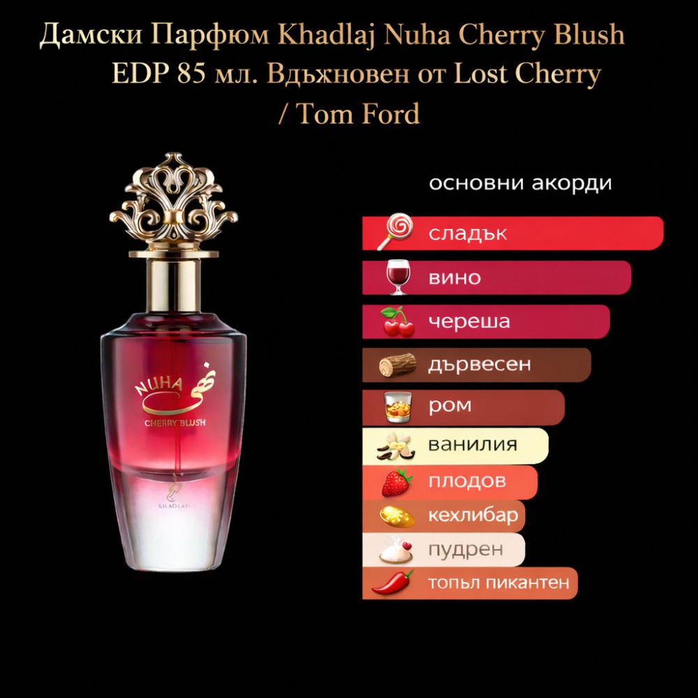 Дамски Парфюм Khadlaj Nuha Cherry Blush EDP 85 мл. Вдъхновен от Lost Cherry / Tom Ford