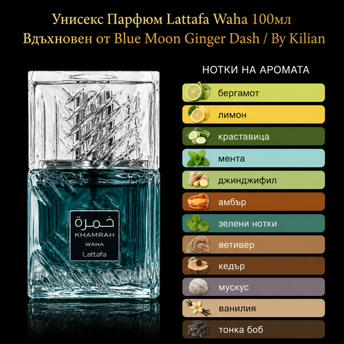 Lattafa Khamrah Waha EDP 100 мл. - Унисекс Вдъхновен от Blue Moon Ginger Dash / By Kilian
